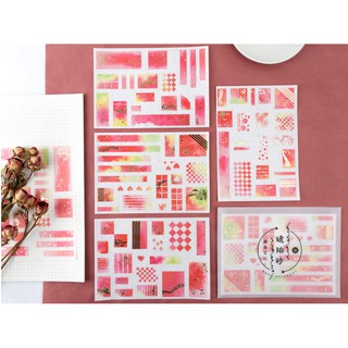 Set bì thư 8 miếng dán sticker có nhũ Hổ Phách Sa trang trí tranh vẽ, sổ tay, planner, lưu bút
