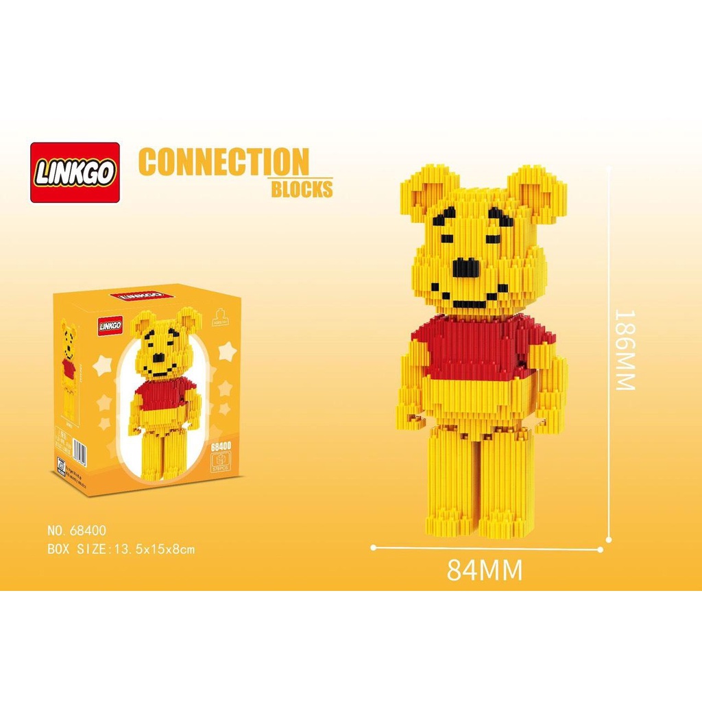 Mô hình đồ chơi lắp ráp gấu bearbrick 19cm/12cm