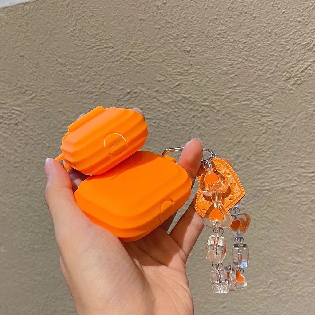 Case Airpod 1/2/pro Trơn Đơn Giản Màu Cam Nắp Liền