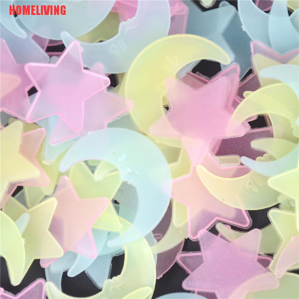 [HOMELIVING] 100 Miếng Dán Dạ Quang Hình Trăng Sao Trang Trí Phòng Ngủ Cho Bé