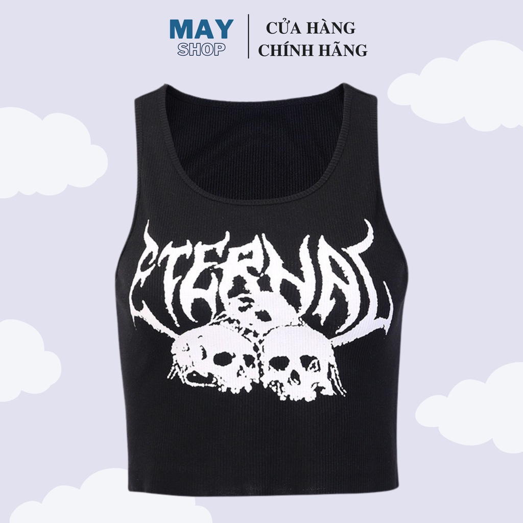 Áo croptop ba lỗ nữ ôm body in hình chất liệu thun gân BL02 MAYSHOP