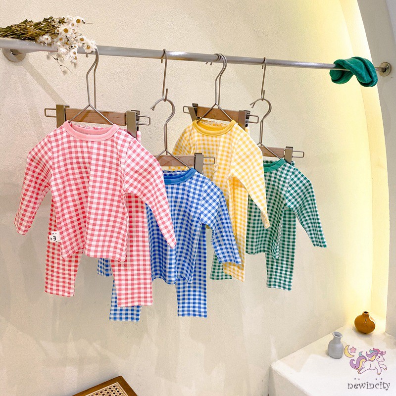 Bộ quần áo cotton sọc caro dễ thương dành cho bé