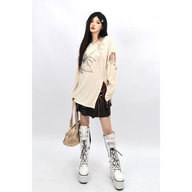 Áo Thun Nữ Trễ Vai Dáng Rộng Xẻ Tà Phong Cách Hàn Quốc Thời Trang Xuân Hè