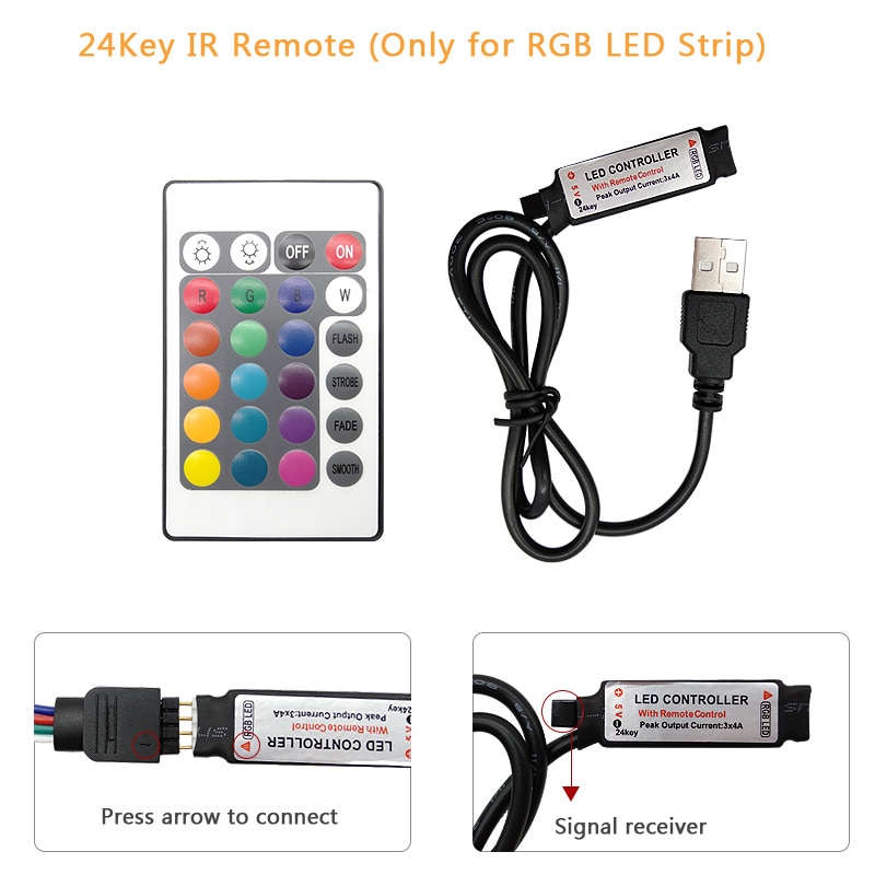 GBKOF Đèn LED dải USB 2835SMD DC5V Đèn LED linh hoạt Ruy băng 1M 2M 3M 4M 5M HDTV TV Màn hình nền Màn hình nền Chiếu sáng thiên vị