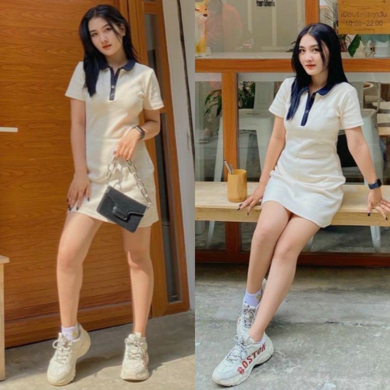 Đầm ngắn polo đen viền cổ trắng Váy polo body tay ngắn xinh yêu, đầm polo đi dự tiệc, | BigBuy360 - bigbuy360.vn