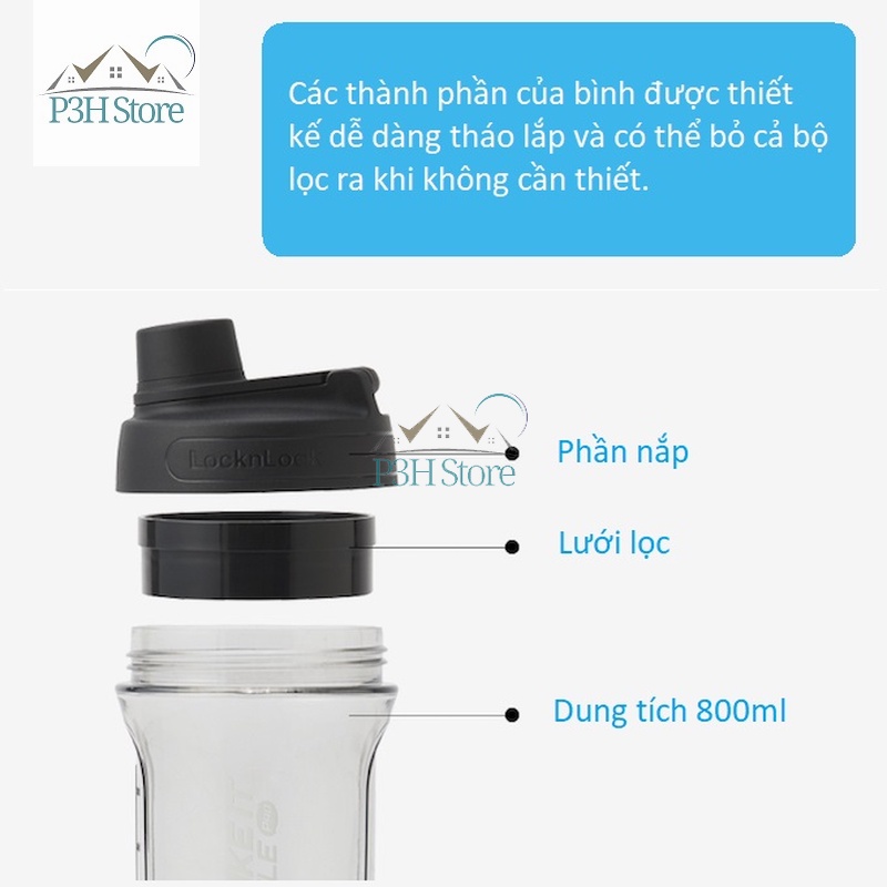Bình lắc Lock&amp;lock Shake it Pro Bottle chuyên dùng pha chế các loại thức uống ABF944