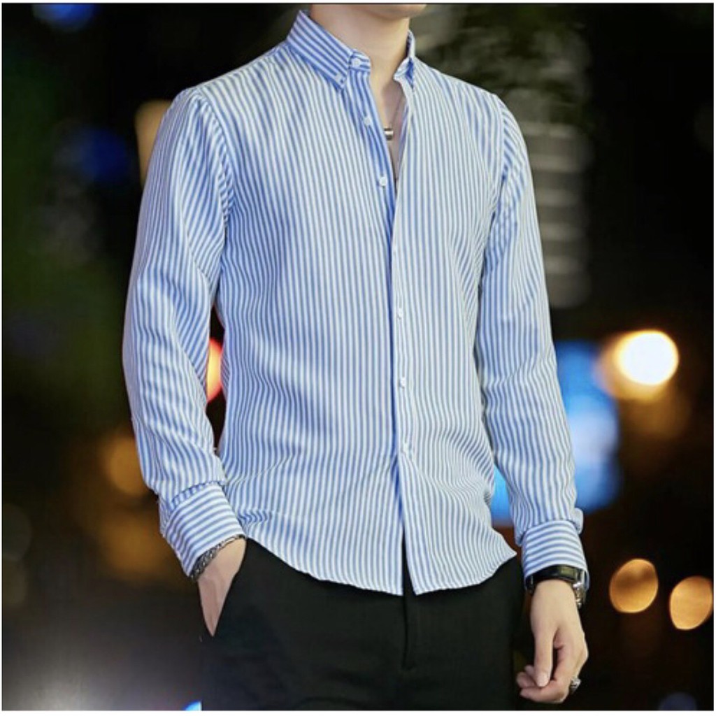 [HÀNG VNXK - VẢI CHỐNG NHĂN] Áo sơ mi nam dài tay công sở cao cấp chất đẹp vải chống nhăn không bai xù kẻ sọc( 5 màu)
