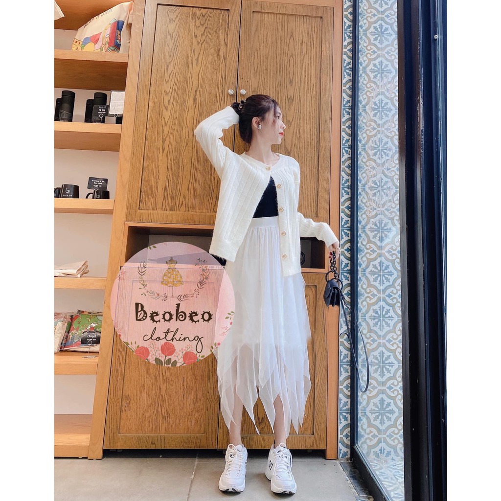 Áo khoác cardigan len phối nút tim 2 màu ulzzang