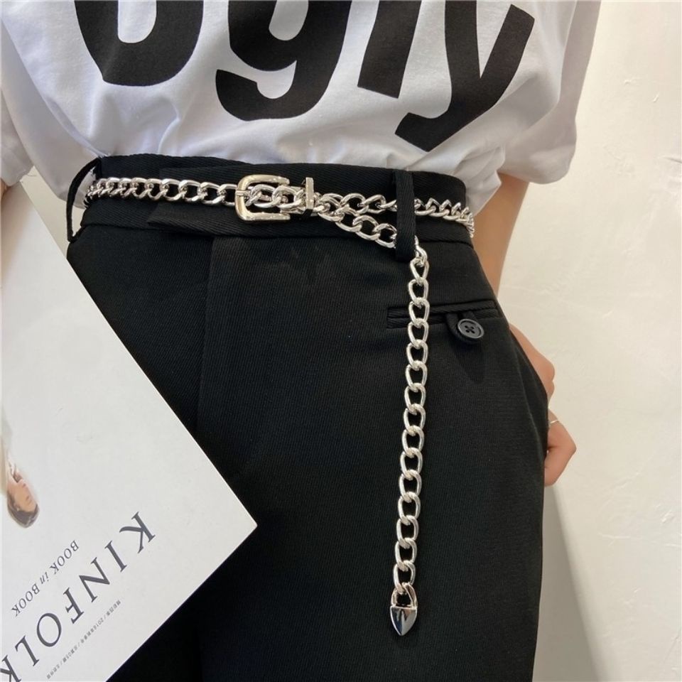 Jiashucheng Thắt Lưng Dây Xích Kim Loại Đơn Giản Dễ Phối Đồ Phong Cách Hip Hop Hàn Quốc Cho Nữ