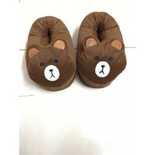Dép bông gấu nâu đế cứng