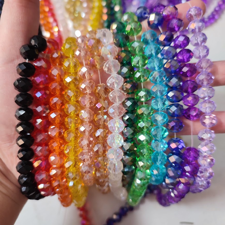 Dây hạt pha lê nhựa bánh cam 10mm nhiều màu (Khoảng 68 hạt) - Nguyên liệu handmade, làm vòng
