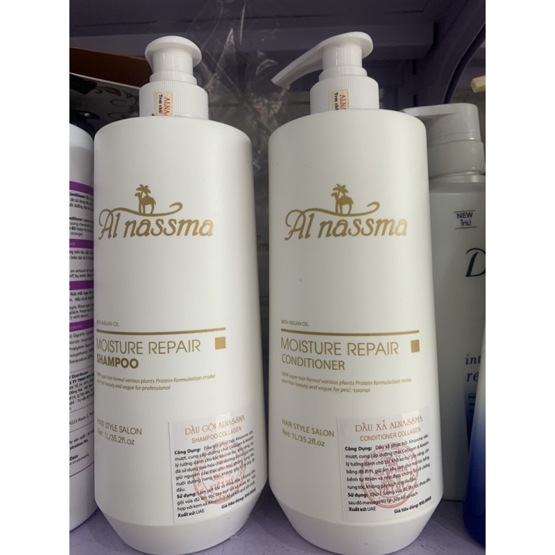 Cặp Gội Xả Al Nassma Phục Hồi Khô Sơ Cao Cấp 1000ml x 2