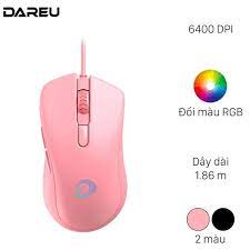 Chuột Gaming DAREU EM908 Trắng Đen Hông (LED RGB, BRAVO sensor) -Chính Hãng - Mai Hoàng Mới 100%