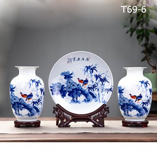 Bộ bình đĩa gốm trang trí