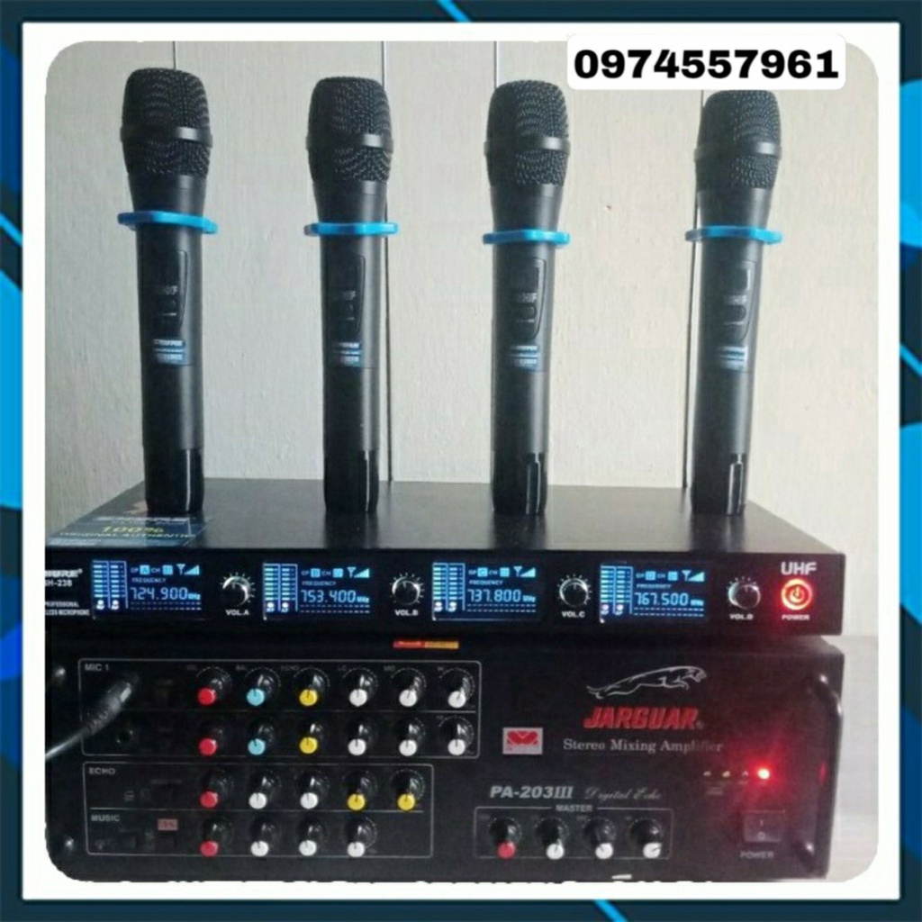 Micro không dây shure 238 đa năng - 4 tay mic karaoke bluetooth Cao Cấp