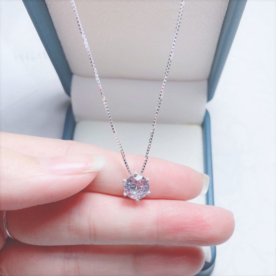 Dây chuyền bạc nữ mặt đá lục lăng, Vòng cổ chất liệu bạc ta sang trọng - Trang sức bạc Evasilver