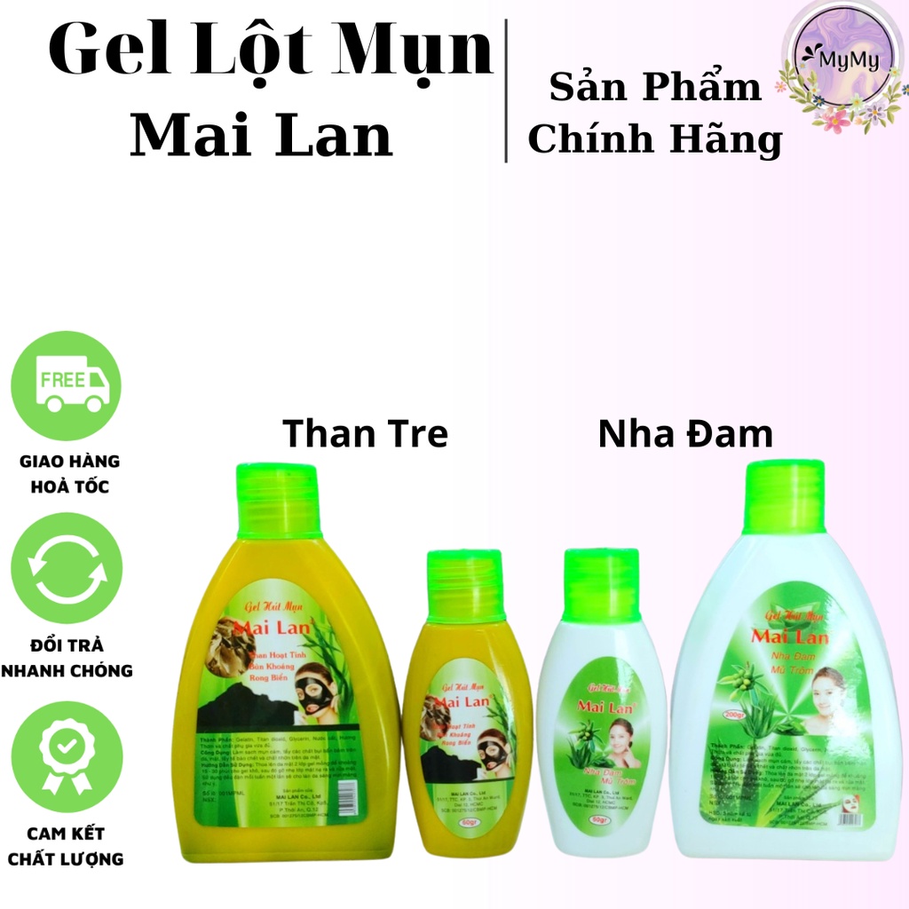 Gel Lột Mụn Cám''' Mai Lan - Tẩy tế Bào Chết Nha Đam & Than Tre 60g / 200g