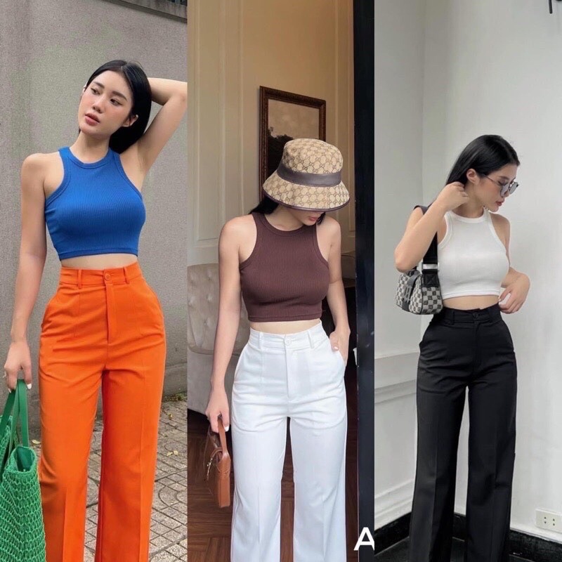 Áo ba lỗ sát nách trơn nhiều màu, áo croptop ôm body cotton