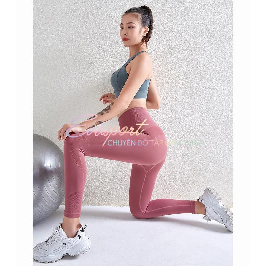 Quần legging cạp cao tập gym, yoga , earobic vải dệt kim, co giãn thoáng mát, mặc tôn dáng, nâng vòng 3, nâng mông