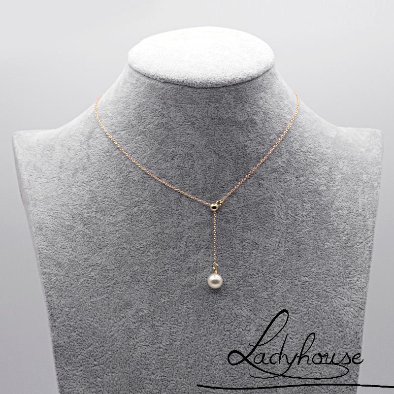 Vòng cổ Mặt Ngọc Trai Nhân Tạo Bằng Hợp Kim Dành Cho Nữ