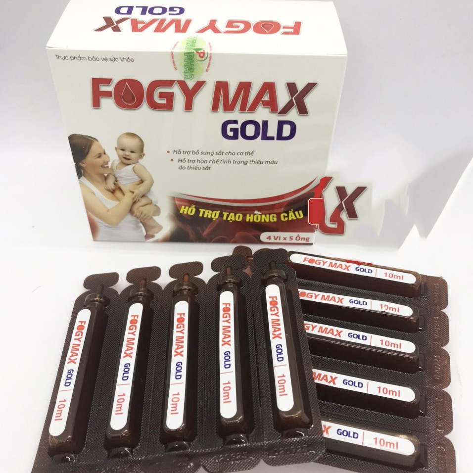 Fogy Max - Sắt III dạng nước cho bà bầu, người thiếu máu do thiếu sắt, dễ uống không nóng (20 ống)