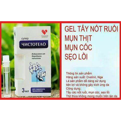 Gel Dvelinil Tẩy nốt ruồi, Giảm Mụn Cóc, Mụn Thịt Chính Hãng Của Nga