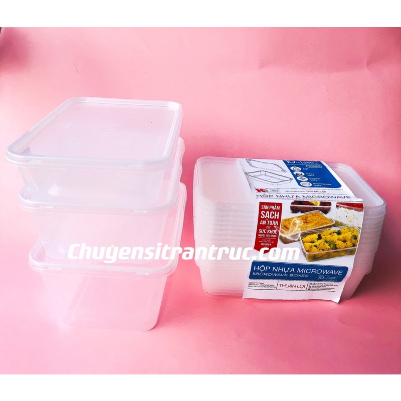 [HÀNG LOẠI 1] Set 10 hộp nhựa vuông microwave kèm nắp đựng thực phẩm 550ml 750ml 1000ml ✓Thố chịu nhiệt tốt