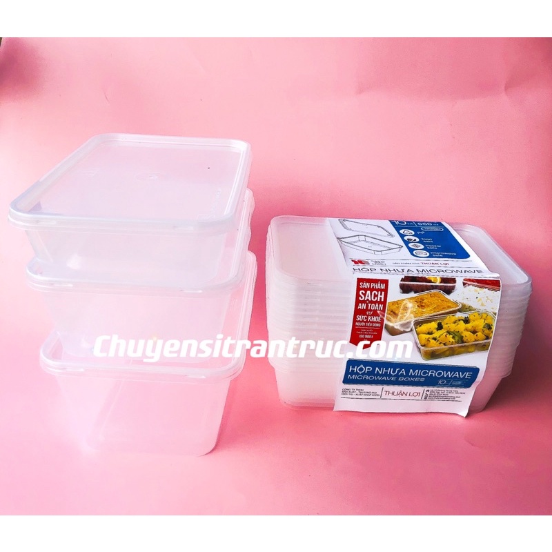 [HÀNG LOẠI 1] Set 10 hộp nhựa vuông microwave kèm nắp đựng thực phẩm 550ml,750ml,1000ml chịu nhiệt tốt