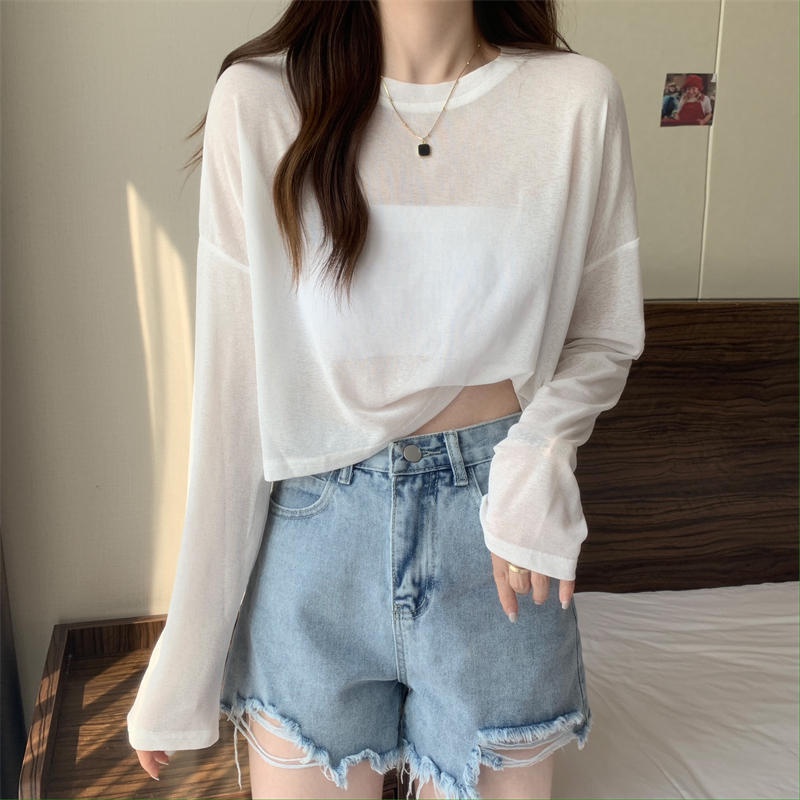Jiashucheng Áo Thun Mỏng Tay Dài Chống Nắng Dáng Rộng Thời Trang Mùa Hè Cho Nữ