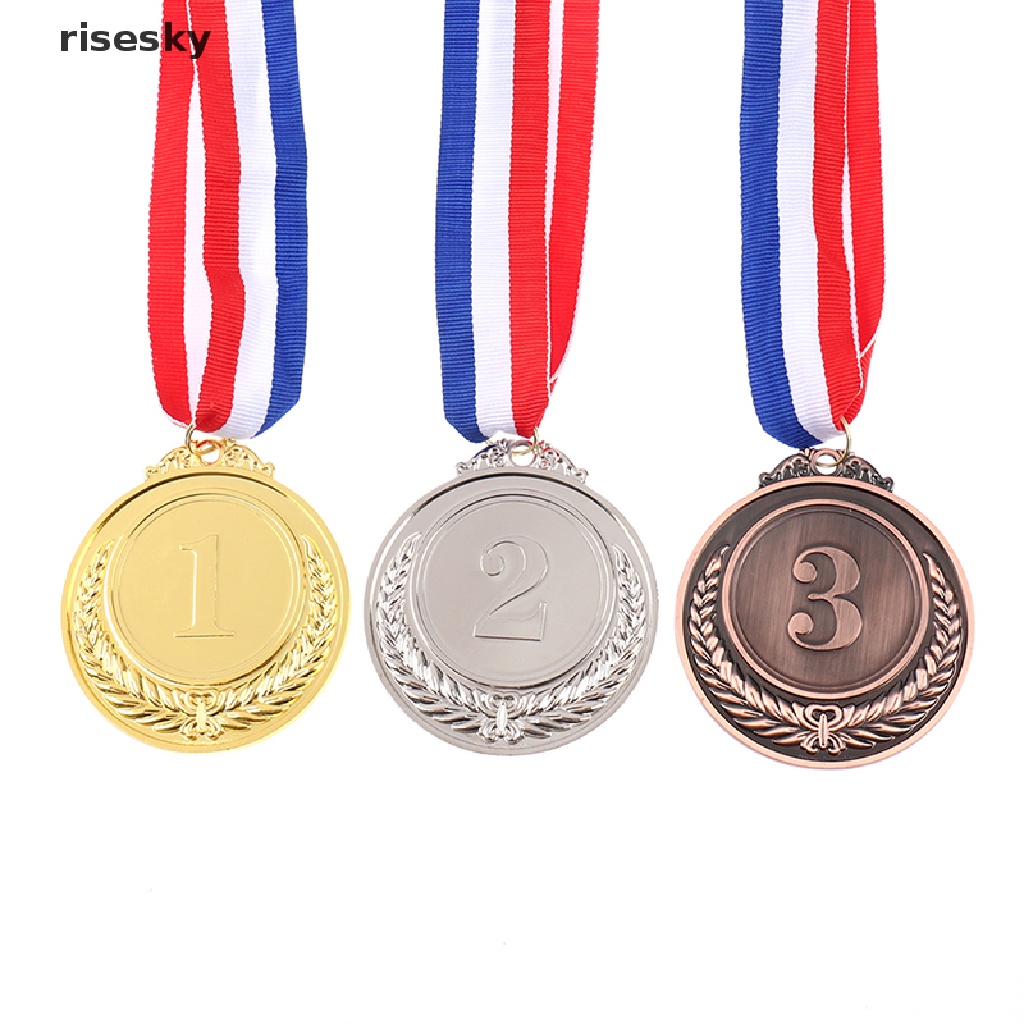 Bộ 3 Huy Chương Kim Loại Với Dây Ruy Băng Cổ Màu Vàng / Bạc Phong Cách Thế vận hội Olympic ♨Trên đó