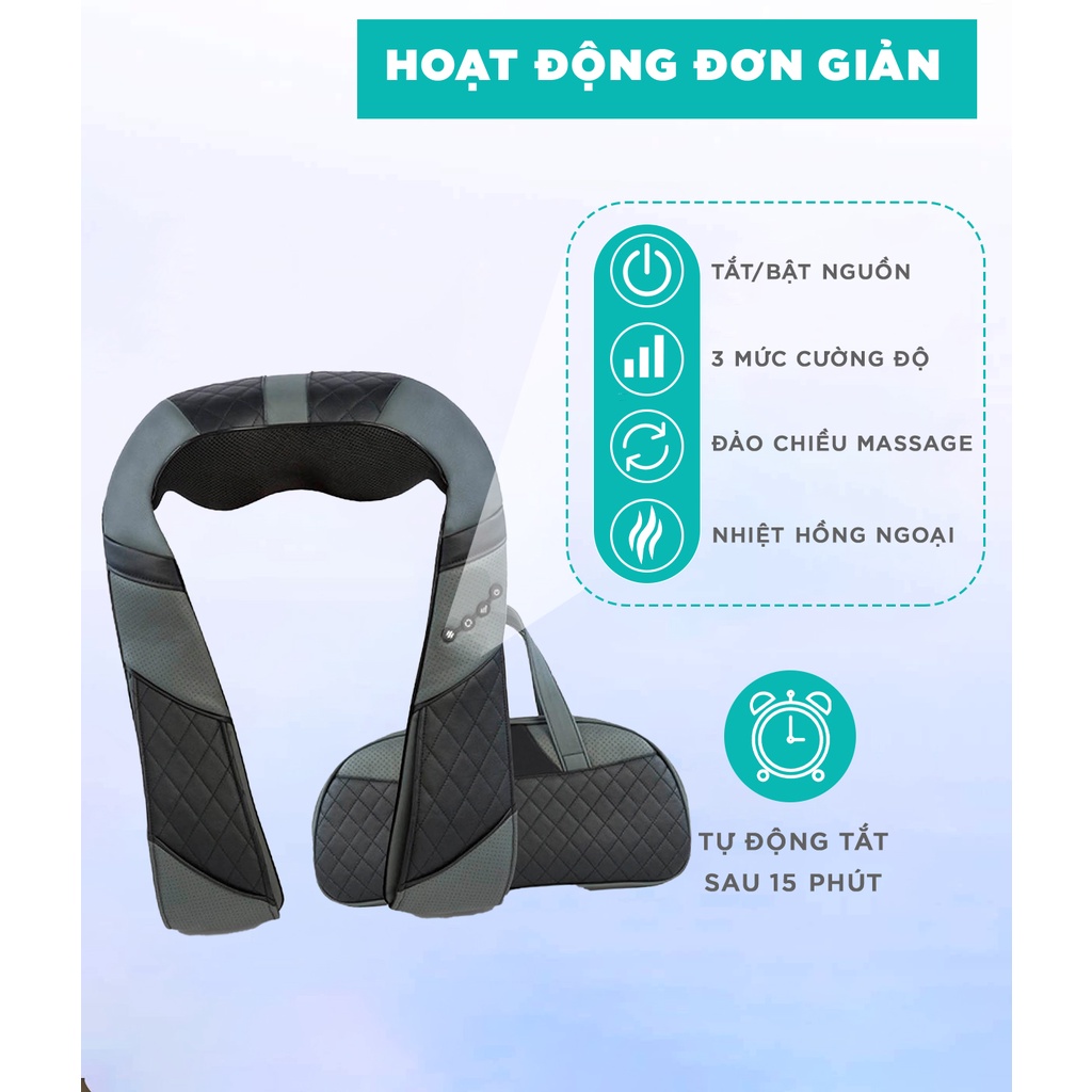 Máy Massage Cổ Vai Gáy Chuyên Sâu KINGTECH KS-460, Chức Nhiệt Hồng Ngoại, Xoay Đảo Chiều - Quà Tặng Nam Nữ