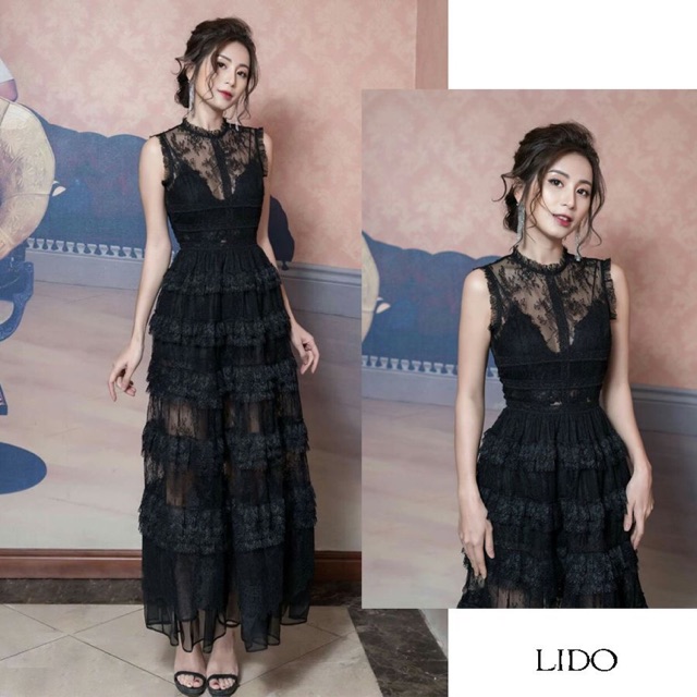 LIDO - ĐẦM SUÔNG DÀI REN THIẾT KẾ