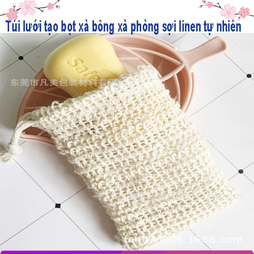 Túi Lưới Đựng Xà Bông, Xà Phòng, Sợi Linen Tự Nhiên Tiện Dụng