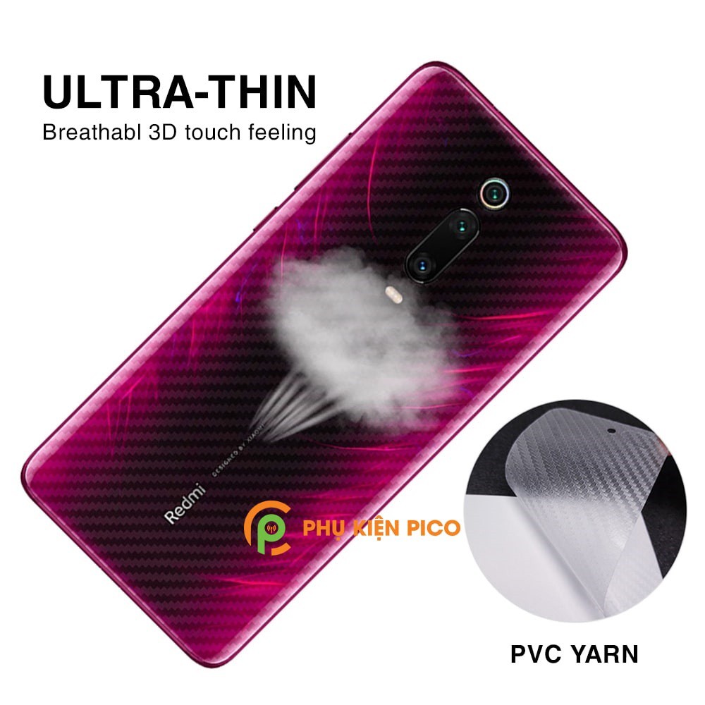 Dán lưng Mi 9T Pro trong suốt nổi vân Carbon 3D tản nhiệt tốt - Dán lưng vân Carbon Xiaomi Mi 9T Pro