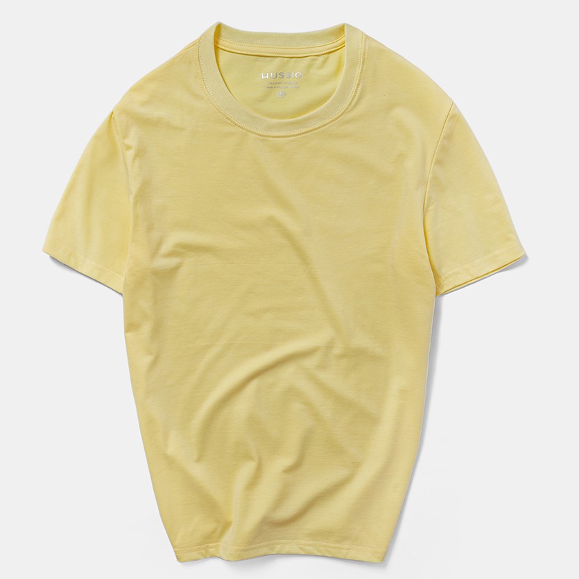 Áo thun nam trơn HUSSIO cotton co giãn dáng suông | BigBuy360 - bigbuy360.vn