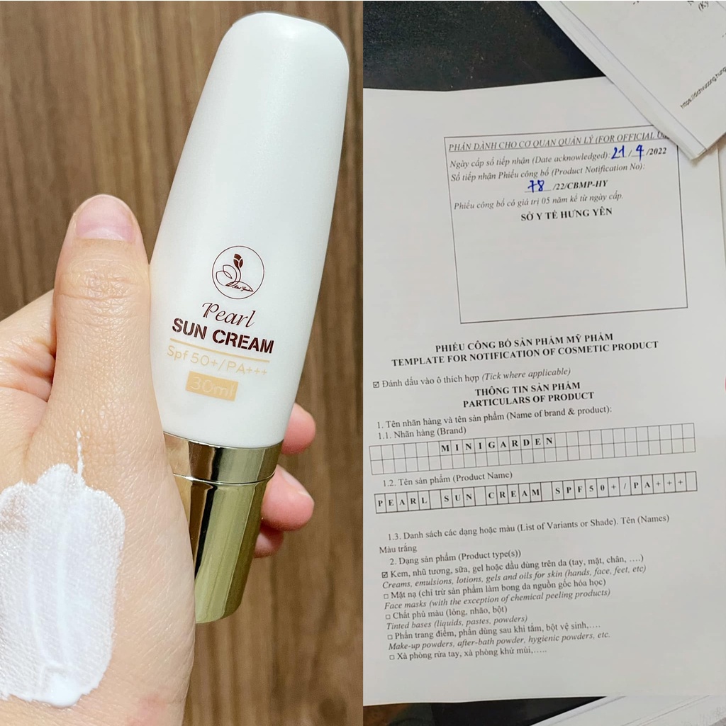 Kem chống nắng MINIGARDEN 30ml Pearl Sun Cream SPF PA50+++