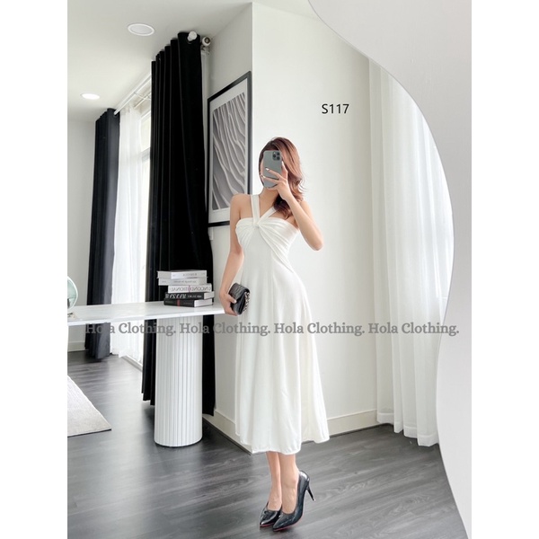 S117-Đầm 2 dây chéo ngực đi tiệc công sở