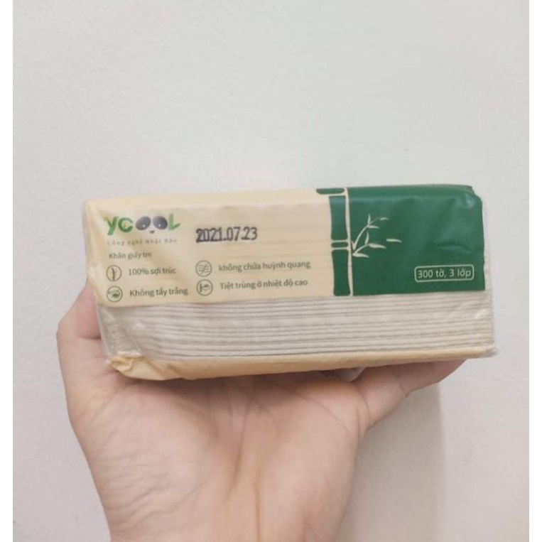 Giấy ăn giấy gấu trúc YCOOL 1 gói 300 và 260 tờ siêu dai siêu mềm