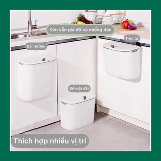 Thùng rác treo tủ bếp nắp đậy thông minh JAH-07 dán tường nhà tắm