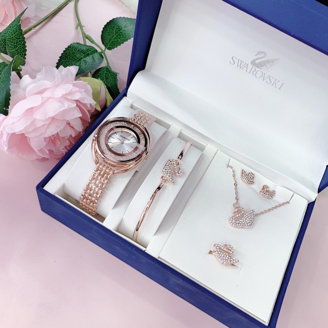 (Video)Set đồng hồ nữ Sawa ma swa26 sang chảnh 5 món phụ kiện hình thiên nga