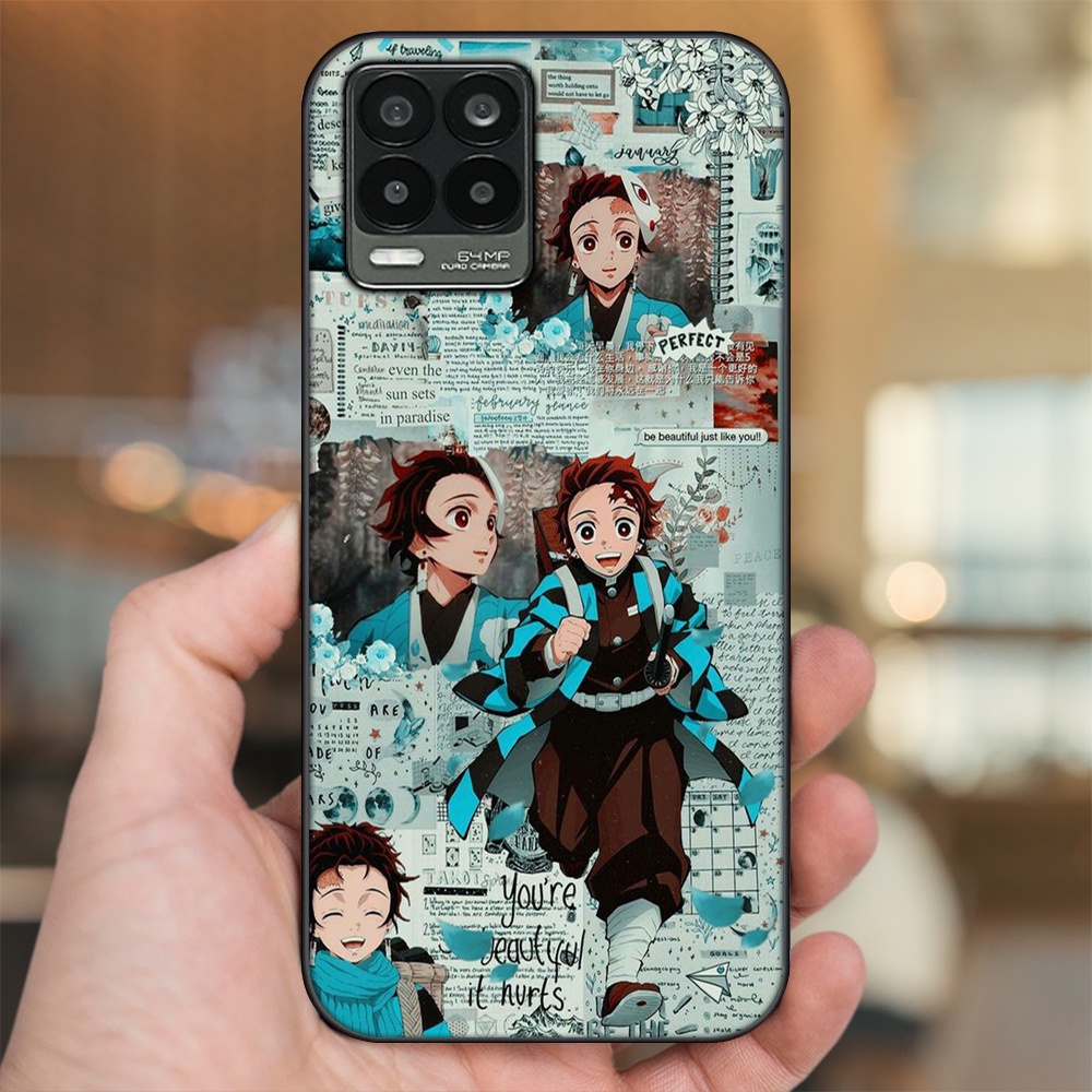 Ốp lưng Realme 8, 8 Pro viền đen in hình Tanjiro Kimetsu No Yaiba