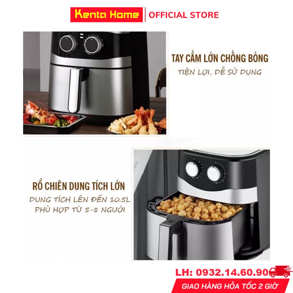 Nồi Chiên Không Dầu Nineshield Chính Hãng Dung Tích Lớn 10.5L, Nồi chiên nướng đa năng mẫu mới nhất 2021, Bảo Hành 12T