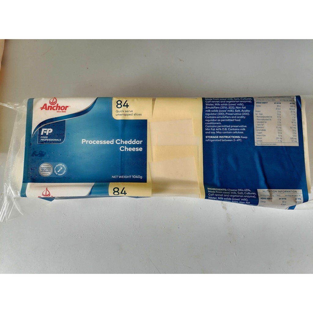 [84 lát] Phô mai [New Zealand] ANCHOR Cheddar Cheese 1040g (halal) (nw0)