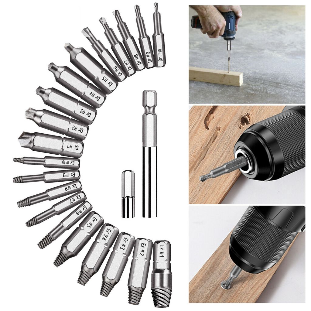 ⌂⌂ 22PCS Damaged Stripped Screw Extractor Speed Out Drill Bits Broken Remover Bolt Tool Set 【Goob】