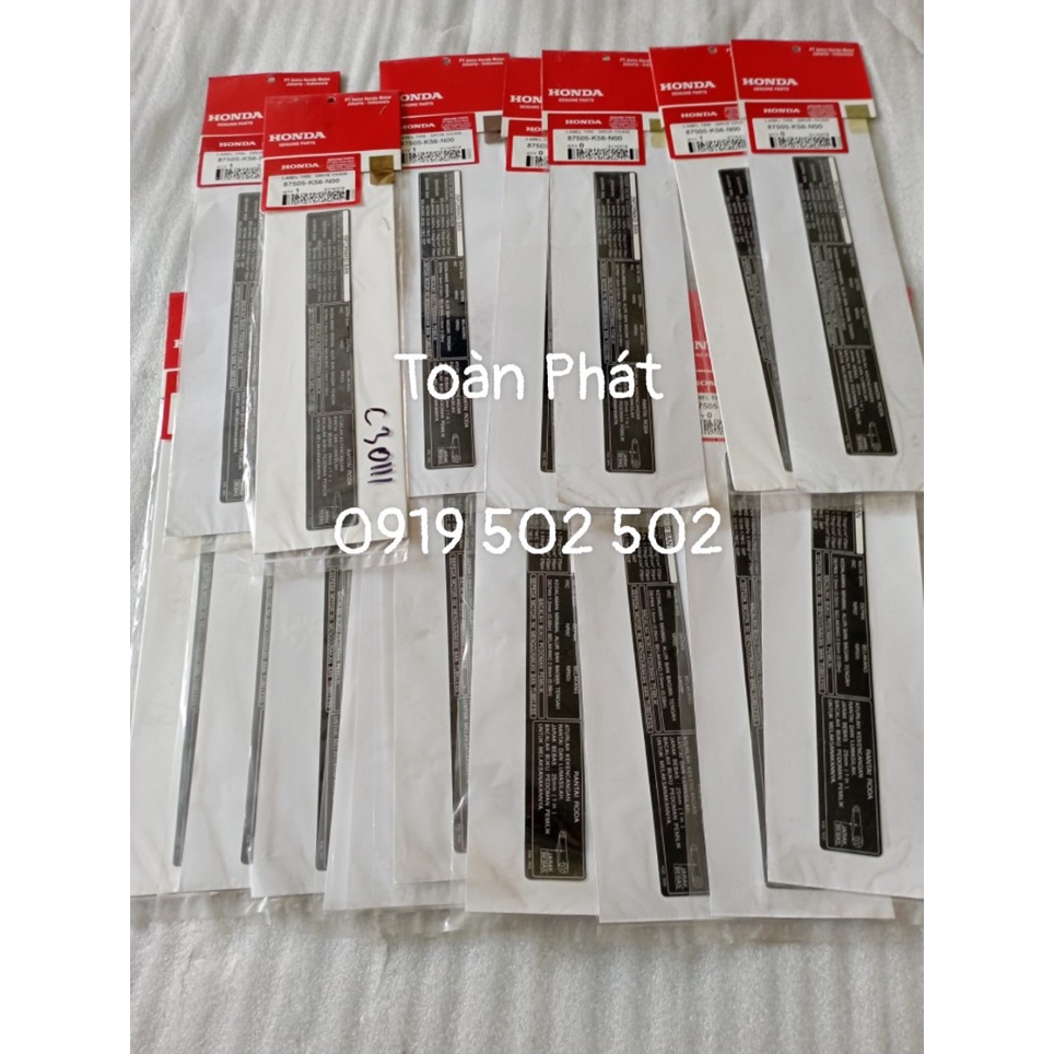 TEM THÔNG SỐ TIRE & DRIVE CHAIN ( GẤP SAU ) - SONIC 150R CHÍNH HÃNG HONDA INDONESIA
