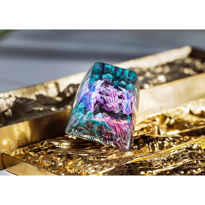Nút bàn phím cơ Rồng Tím Xanh.Keycap resin Dragon Violet Blue.Keycap Artisan