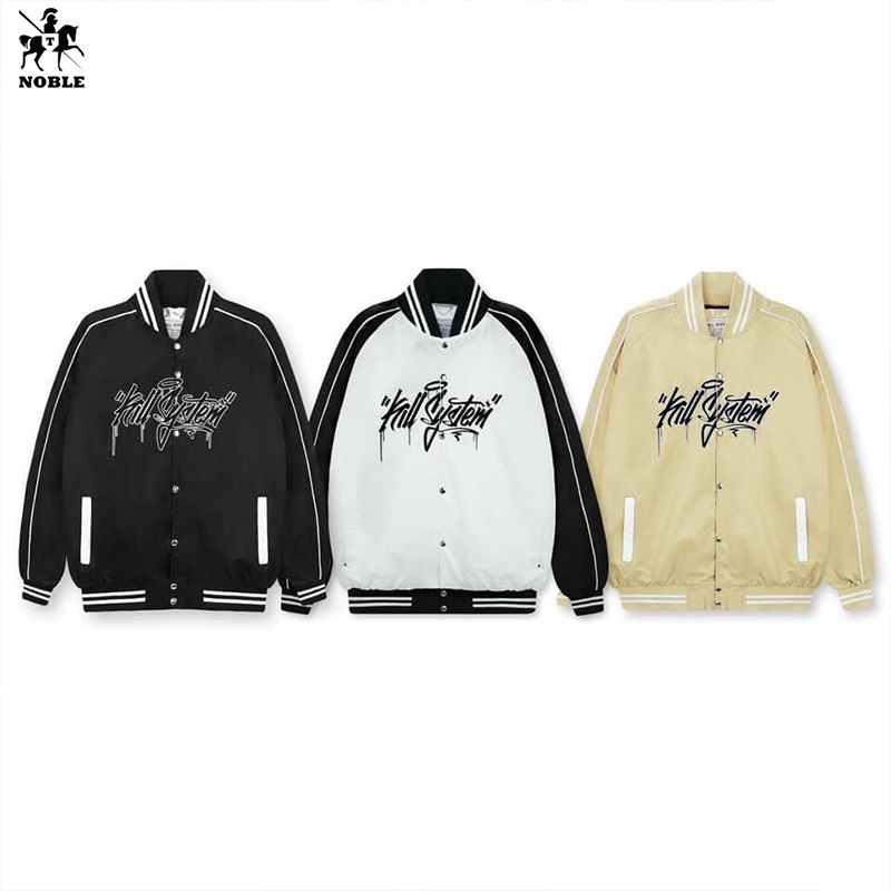 [Freeship] Áo khoác dù nam nữ bomber trẻ trung năng động trắng đen mẫu mới chất vải tốt thời trang NOBLE TP070