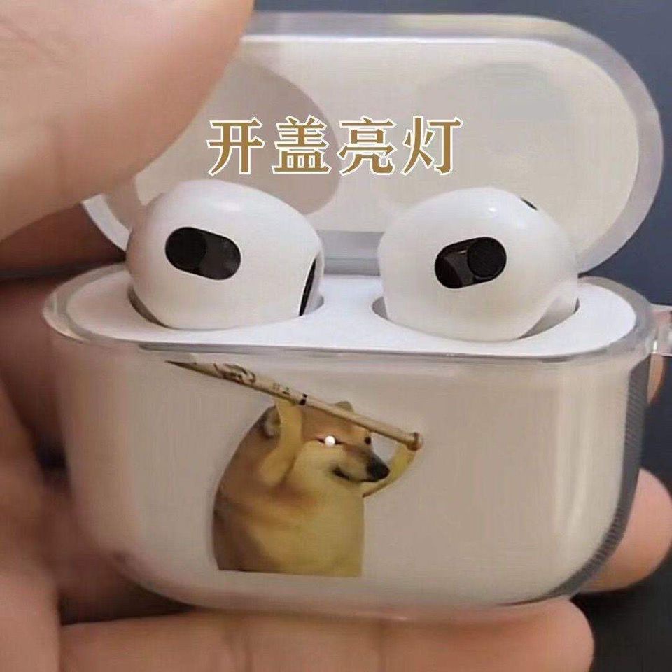 Vỏ Bảo Vệ Hộp Sạc Tai Nghe airpods 1 2 pro 3 Trong Suốt Hình Chú Chó Shiba Inu Dễ Thương