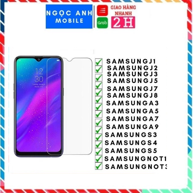 Kính Cường Lực samsung Trong suốt mài cạnh Bề mặt trong suốt, không bám vân tay. J3/J4/J5/J6/J7/J8/S2/S3/S4/S5/S7/S8 Ng