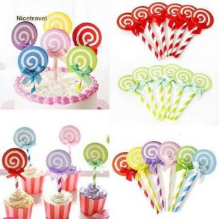 Bộ 6 Topper que cắm bánh hình Kẹo mút Loliipop